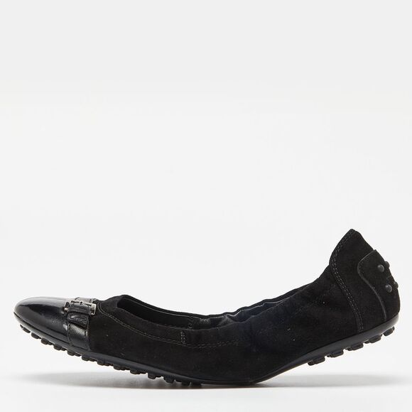 Tod´s Black Suede And Leather Buckle Detail Scrunch Ballet Flats Size 36.5,New Products : American Fashion Style Bags On Sale